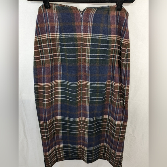 FieldGear Wool Chequered Blue and Green Multicolored Maxi Skirt - Picture 3 of 3